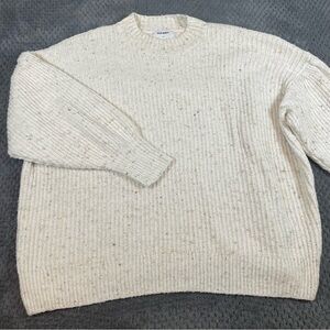 Old Navy Sweater Women's Plus Size 4X Cream Speckled Mock Neck Pullover